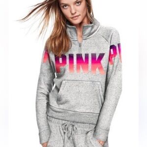 PINK Victoria's Secret 1/4 Quarter Zip Ombré Purple/Pink Cropped Size M